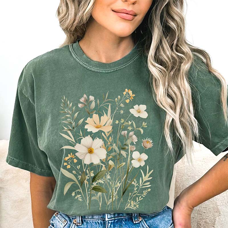 White Wildflowers Nature Inspired T-Shirt