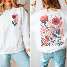 Boho Flower Minimalist Print Sweatshirt