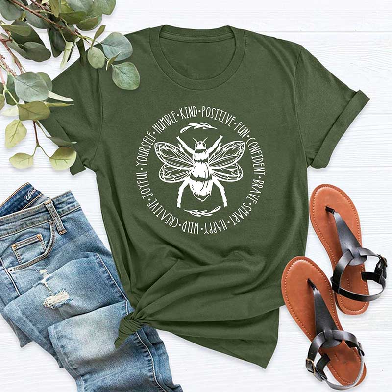 Bee Be Kind Stay Positive Fun Confident Happy Wild JoyfuT-Shirt