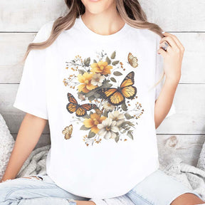 Monarch Butterfly Floral Nature Inspired T-Shirt