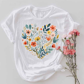 Wildflowers Floral Heart Plant Lady T-Shirt