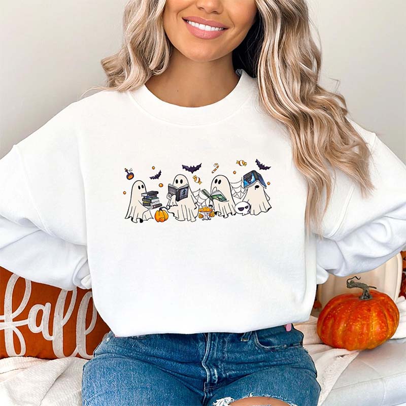 Bookish Ghosts Happy Halloween Sweatshirt