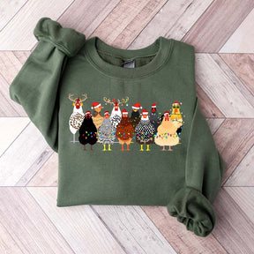 Cute Christmas Chickens Farm Animals Sweatshirt