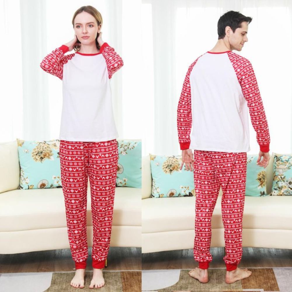 Family Matching Elk Series Striped Comfy Red&White Pajamas Sets