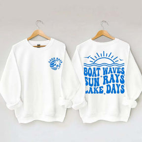 Boat Waves Sun Rays Lake Days Sweatshirt