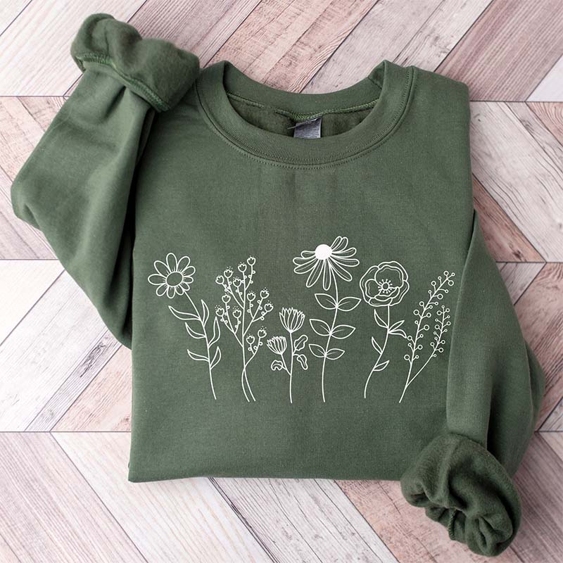 Botanical Wildflower Print Floral Gardening Sweatshirt