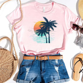 Tropical Island Palm Tree Beach  T-Shirt