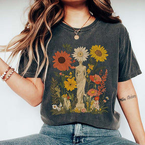 Vintage Pressed Orange Botanical Floral T-Shirt