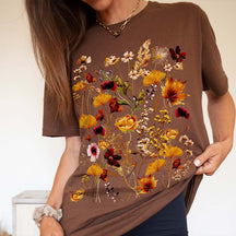 Pressed Flowers Boho Pastel Wildflowers T-Shirt