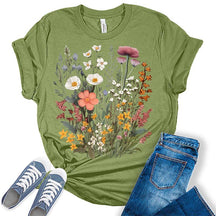 Vintage Boho Tops Wildflower Cottagecore T-Shirt