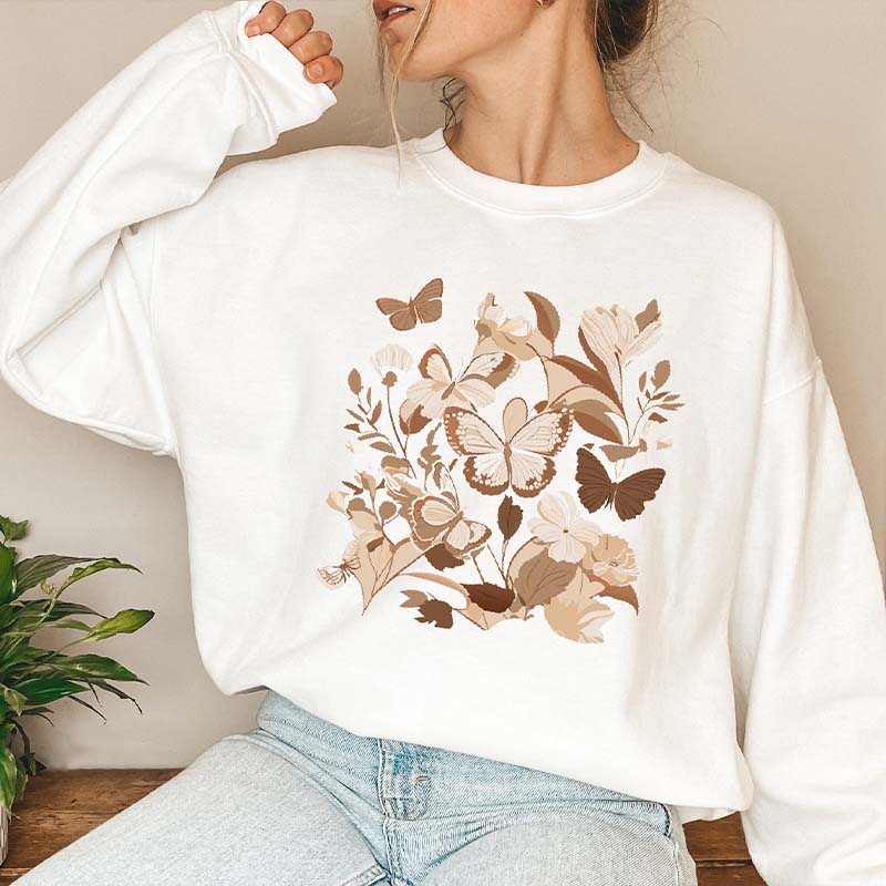 Floral Autumn Aesthetic Butterfly Sweatshirt