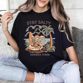 Stay Salty Skeleton  Funny Beach T-Shirt