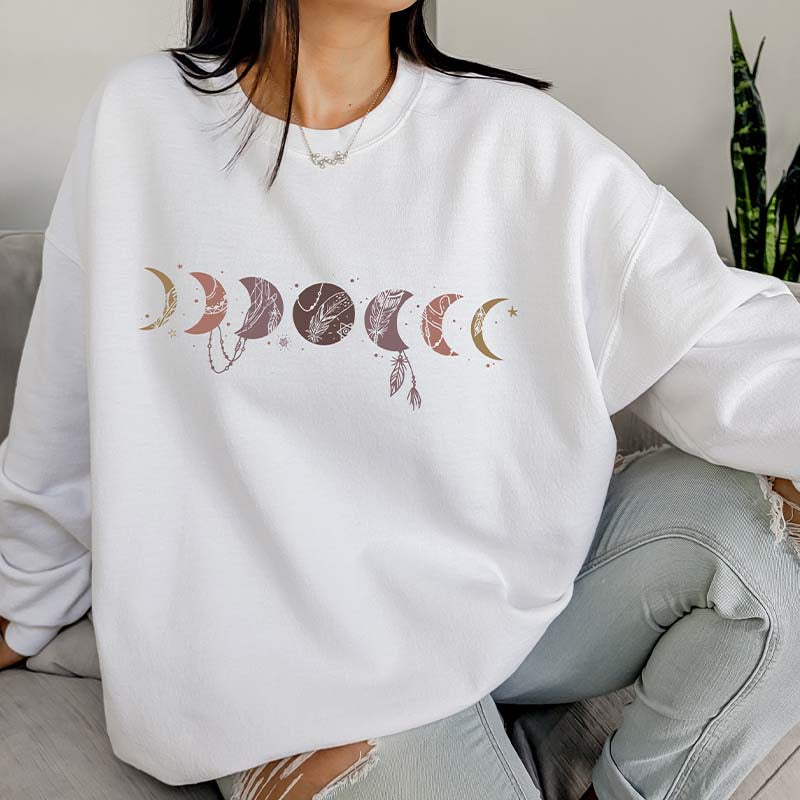 Moon Phases Boho Celestial Lunar Cycle Sweatshirt