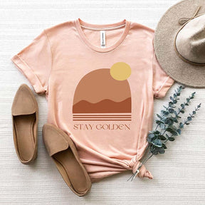 Stay Golden Abstract Mountain  Sunset T-Shirt