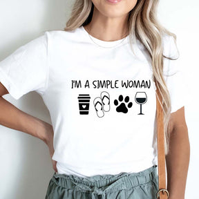 I'm A Simple Woman Wine Coffee Dog T-Shirt