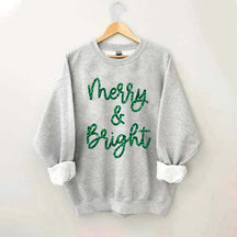 Sparkly Glitter Merry And Bright Printed Sweatshirt