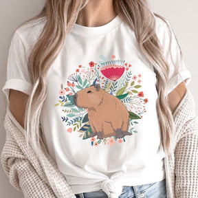 Capybara Floral Vintage Aesthetic Rodent T-Shirt