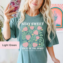 Boho Strawberry Fruits of the Spirit Floral T-Shirt