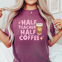 Retro Half Teacher Half Coffee T-Shirt