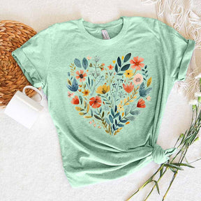 Wildflowers Floral Heart Plant Lady T-Shirt