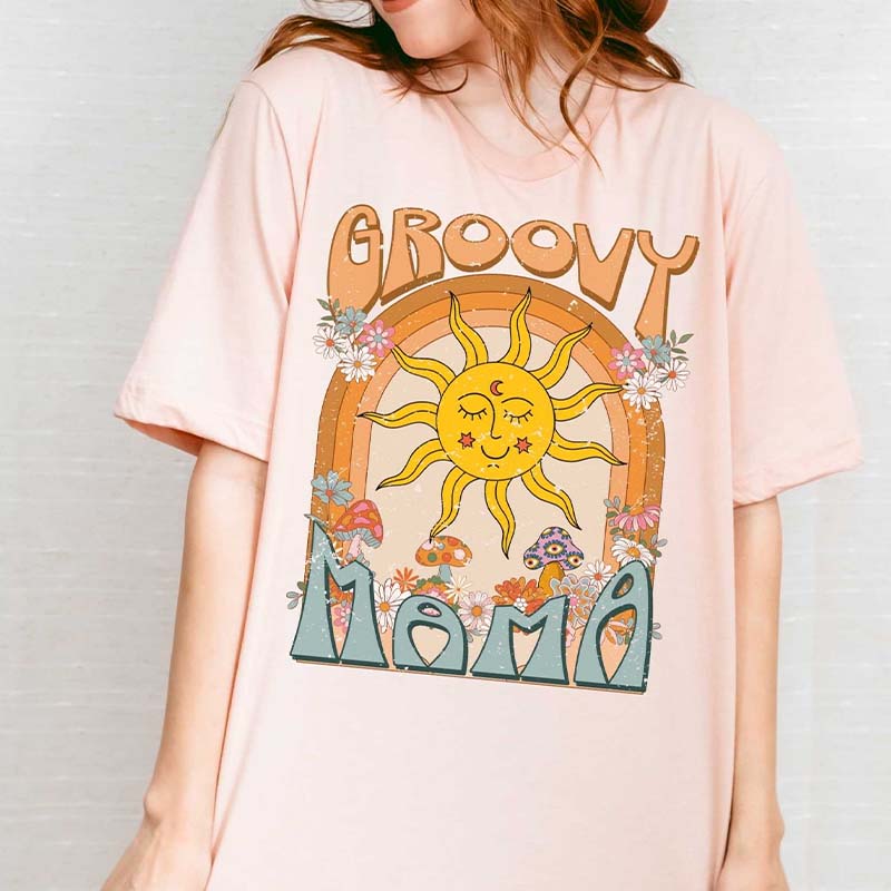 Groovy Mama 70's Flower Butterfly T-Shirt