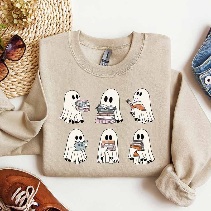 Ghost Reading Books Librarian Sweatshirt