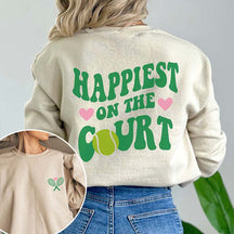 Trendy Happiest On the Court Tennis Sweatshirt