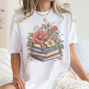 Books and Flowers  Reader Gardening T-Shirt