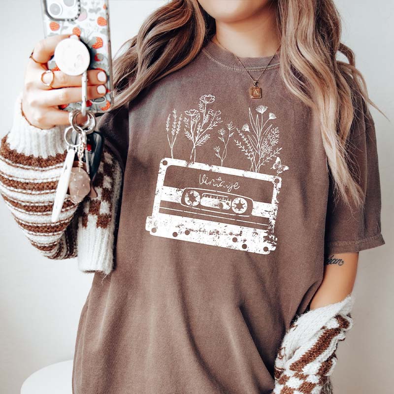 Retro Tape Wildflower Cottagecore Floral T-Shirt