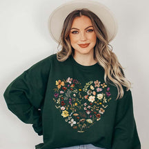 Pressed Flowers Garden Lover Heart Sweatshirt