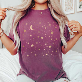 Comfort Colors Moon and Stars Celestial T-Shirt