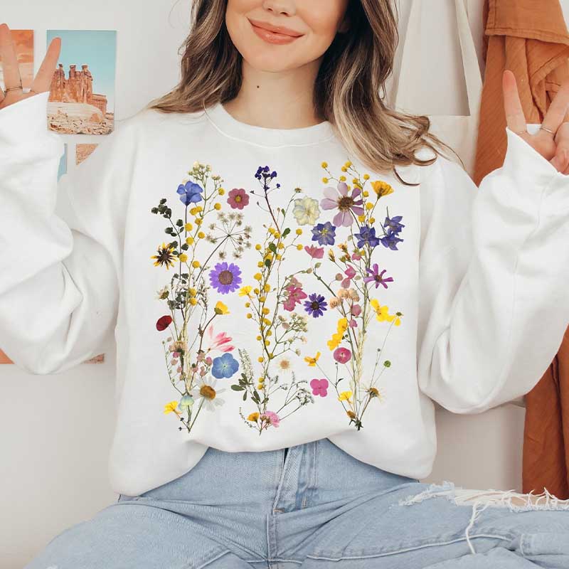 Boho Wildflowers Floral Graphic Sweatshirt