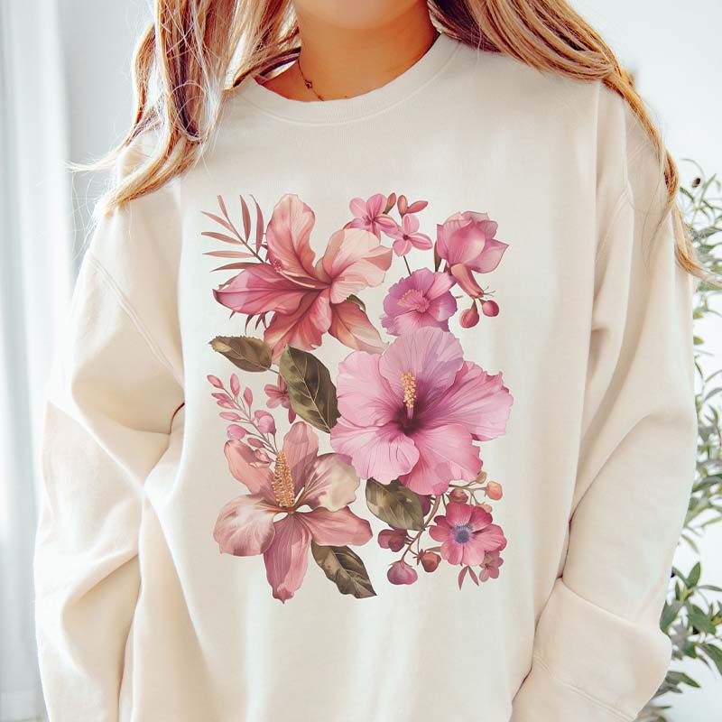 Retro Summer Flowers Lightweight Sweatshirt