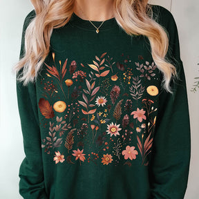 Autumnal Wildflowers Boho Floral Forest Sweatshirt