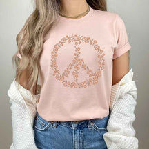 Peace Sign Symbol Wildflowers T-Shirt