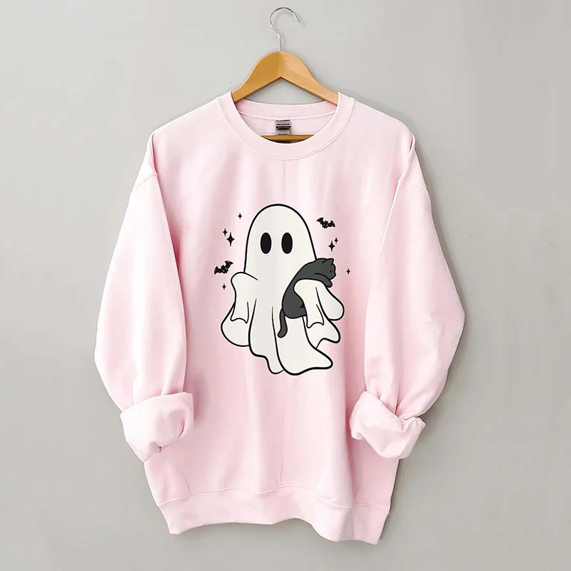 Cute Ghost Black Cats Halloween Sweatshirt