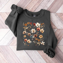 Vintage Pressed Flowers Sweatshirt Oversized Wildflowers Sweatshirt