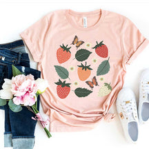 Wild Strawberries Summer Fruit Butterfly T-Shirt