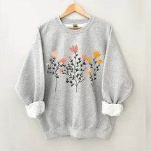 Pastel Flowers and Stems Minimalist Sweatshirt