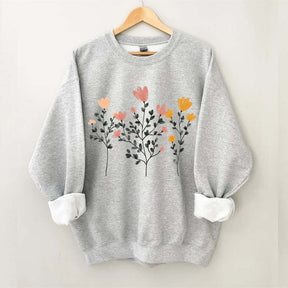 Pastel Flowers and Stems Minimalist Sweatshirt