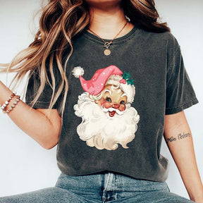 Retro Pink Santa Vintage Christmas T-Shirt