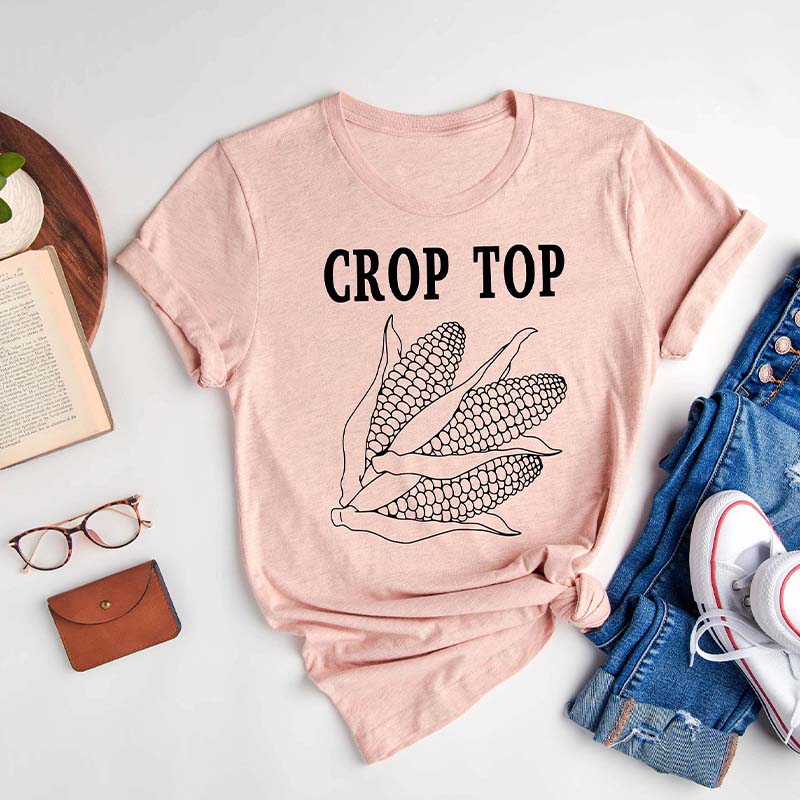 Crop Top Corn Farmer Sarcastic T-Shirt