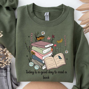 Retro Funny Book Wildflowers Sweatshirt