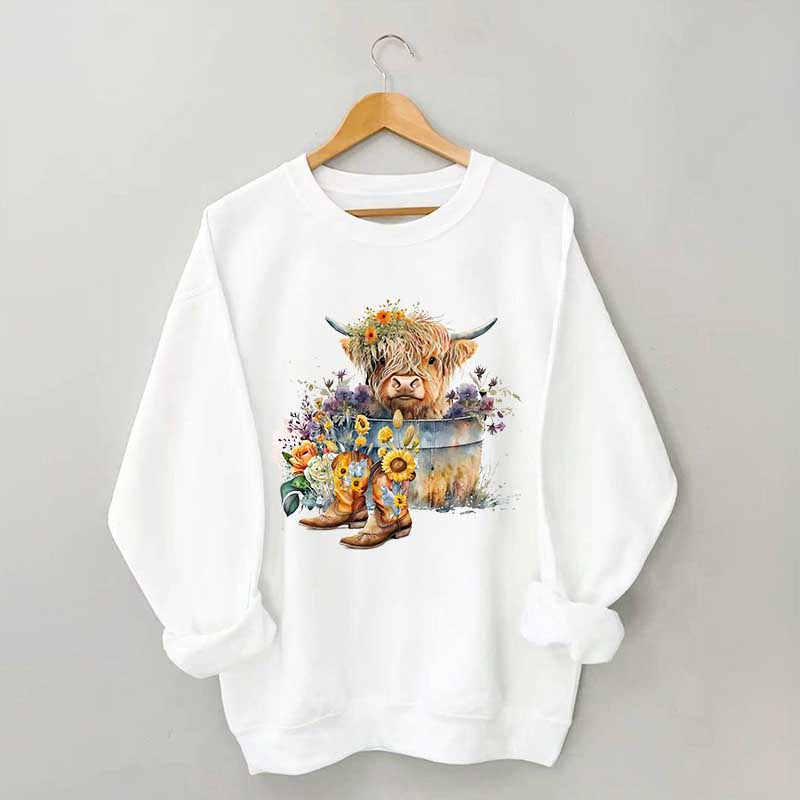 Highland Cow in Metal Tub Sweatshirt