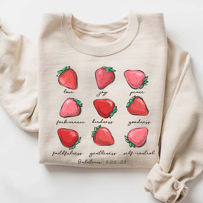 The Fruits of The Spirit Strawberry Bible Verse Sweatshirt