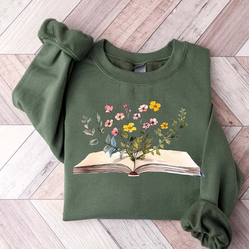 Flowers Book Reader Bookworm Sweatshirt