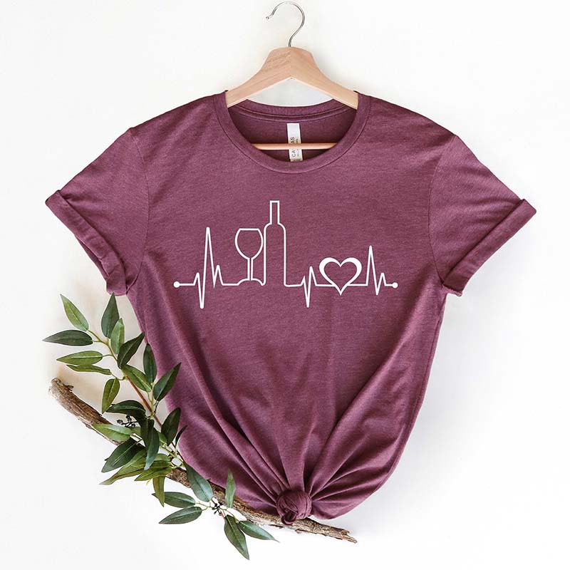 Funny Wine Heartbeat Tasting T-Shirt