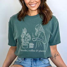 Books coffee And Plant Romantasy Reader T-Shirt