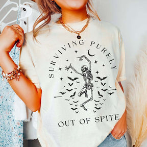 Surviving Purely out of Spite Skeleton and Bats T-Shirt