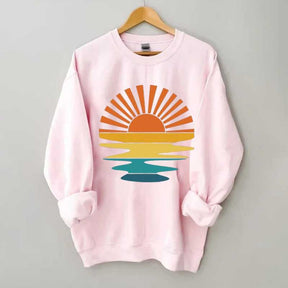 Retro Sunset Rays Wavy Sweatshirt